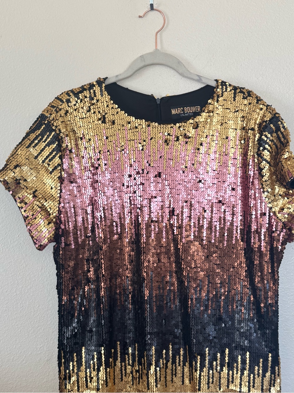 Marc Bouwer Unlimited Sequin Ombre Dress Party Short Sleeve Mini 1X - Picture 2 of 8
